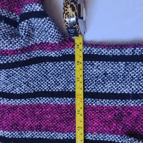 Retro Stripe Boho Baja Skater Hooded Pullover Poncho 90s Ragae Casual Streetwear - Picture 15 of 15